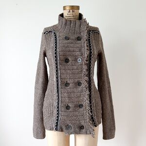 Free People Cuddle Bear Admiral Cardigan Sweater Coat Size Small Boho Fringe